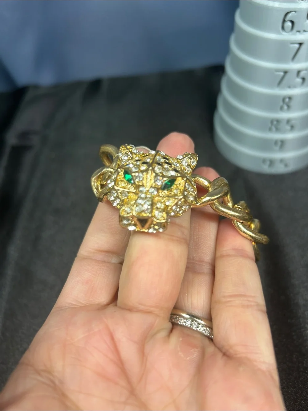 Gold-Tone Panther Chain Bracelet with Crystal Accents By Sofia